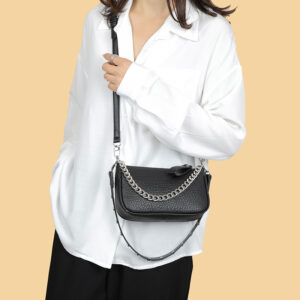 Home niche korean style top grain cowhide chain bag